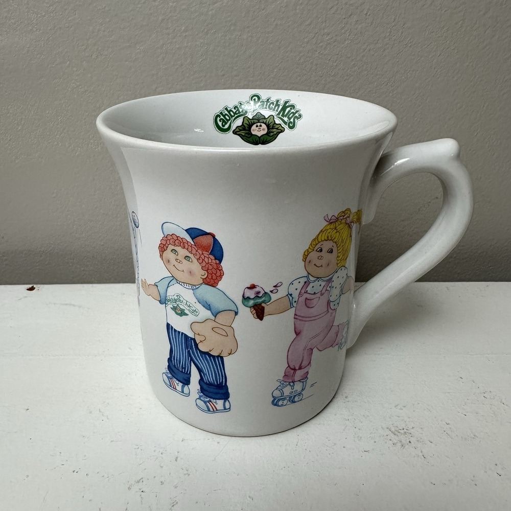 1984 Cabbage Patch Kids Ceramic Cup Football Cheer Baseball Jump Rope Skating